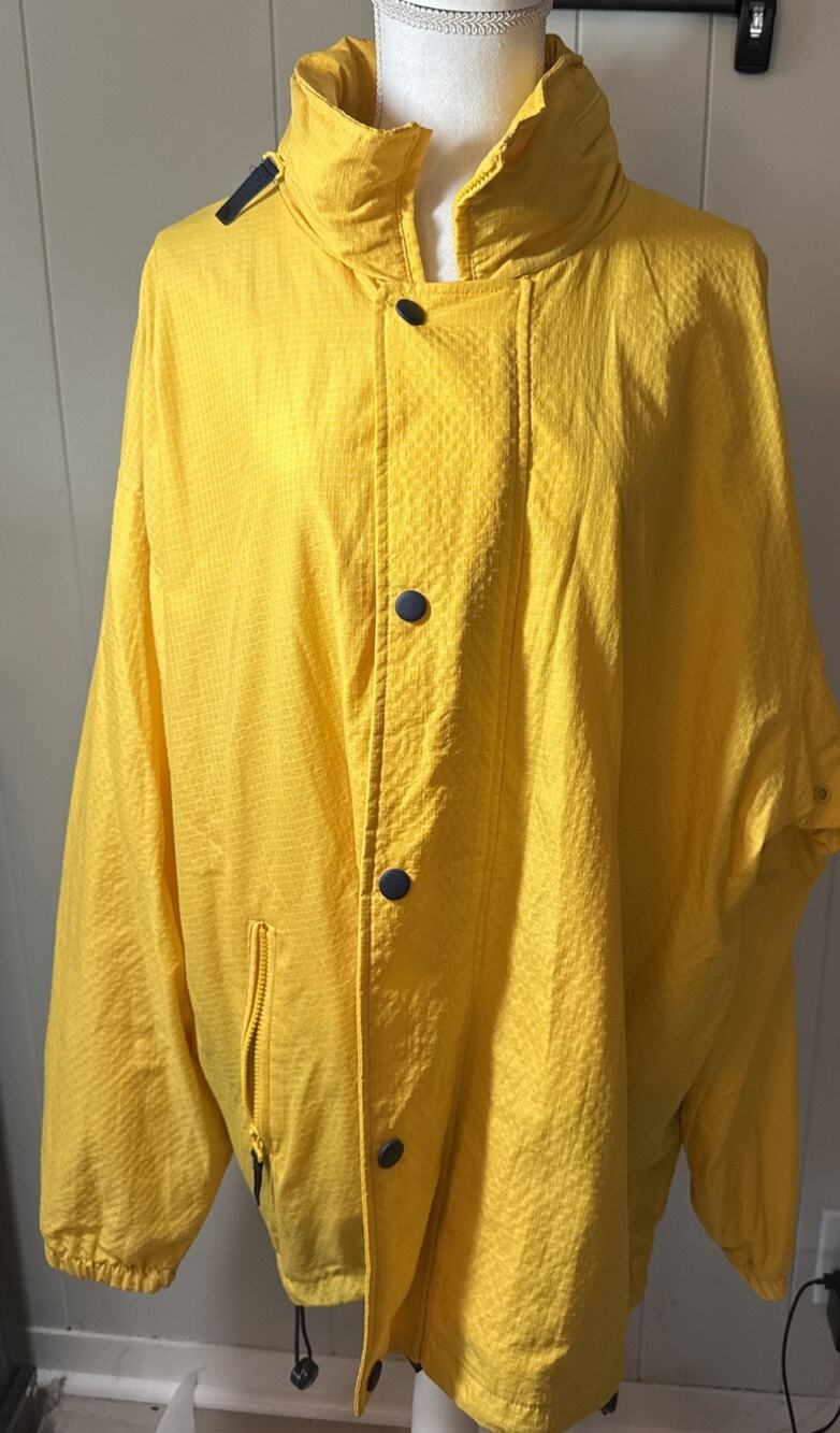 GH Bass & Co Mens Yellow Fleece Lined Nylon Windbreaker Jacket 2XL V1